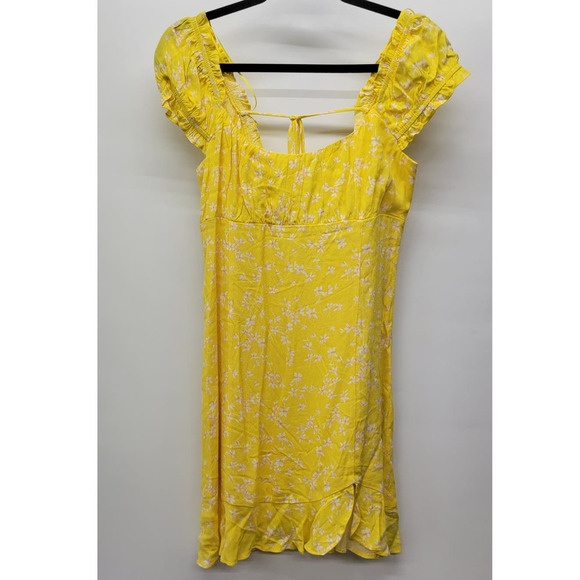 Sophie Rue Yellow Floral Ruffle Summer Mini Dress - Picture 1 of 7